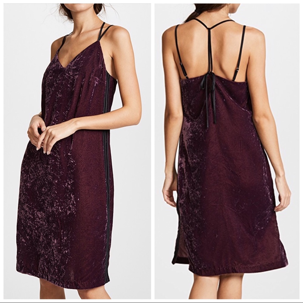•SPLENDID• Deep Plum Crushed Velvet Midi Slip Dress